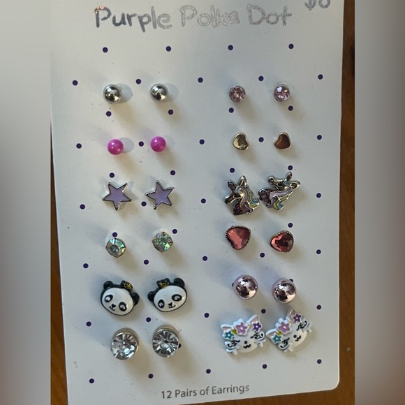 Girls/Kids 12 pair Earrings - Picture 4 of 4